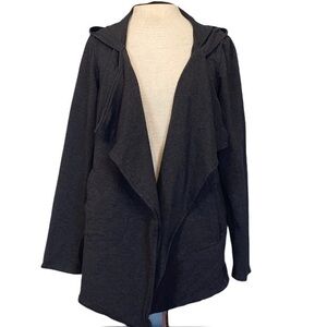 PureJill open front hooded cardigan gray medium
